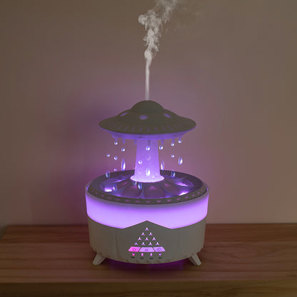 Raining Humidifier UFO Raindrop Aromatherapy Ultrasonic Water Drop Air Rain Humidifier 350ml 7 Colors LED Lamp Raindrop Aroma Diffuser